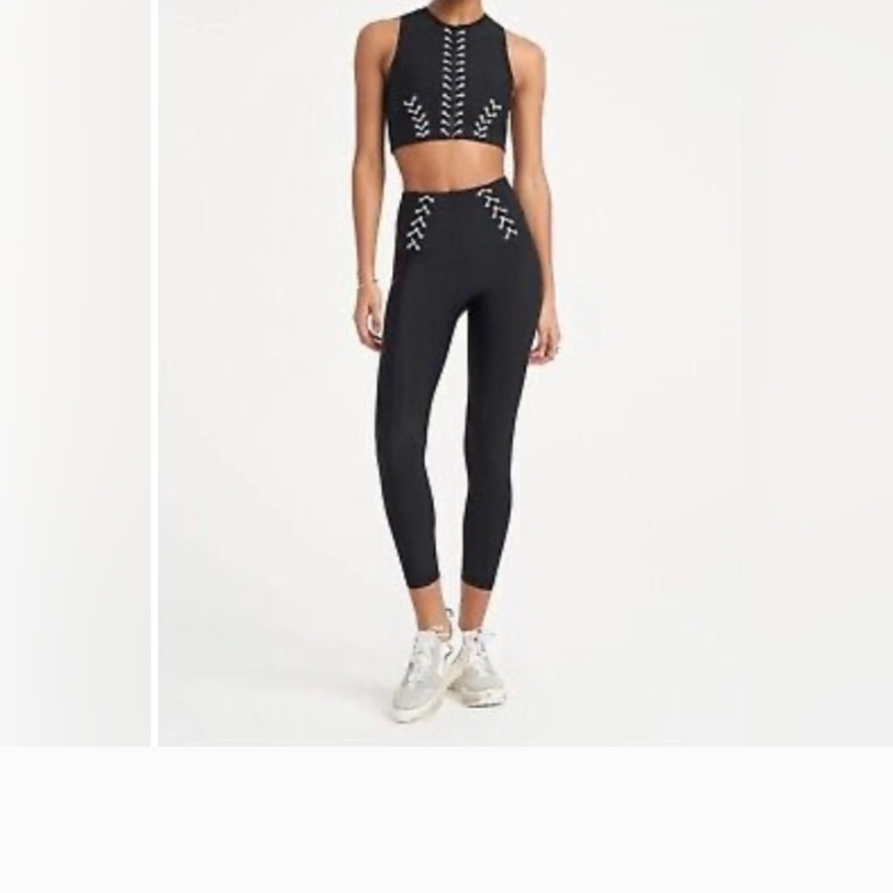 Adam Selman Lace-Up Crop Top Black/White Size XL NWT
